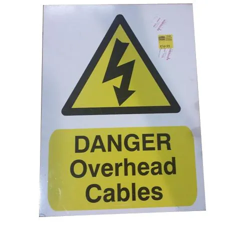 Danger overhead cables sign