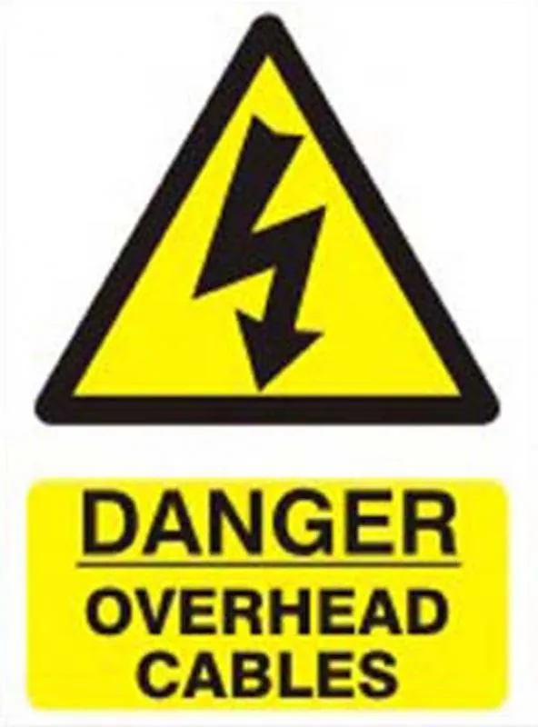 Danger overhead cables sign