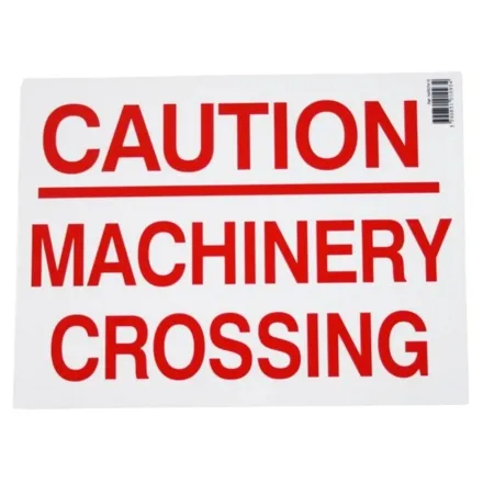 Caution Machinery Crossing Sign