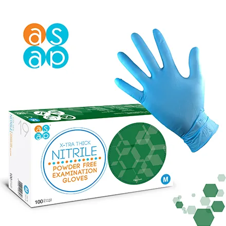 ASAP Blue Nitrile PF Glove Xtra Thick (Box of 100) Small