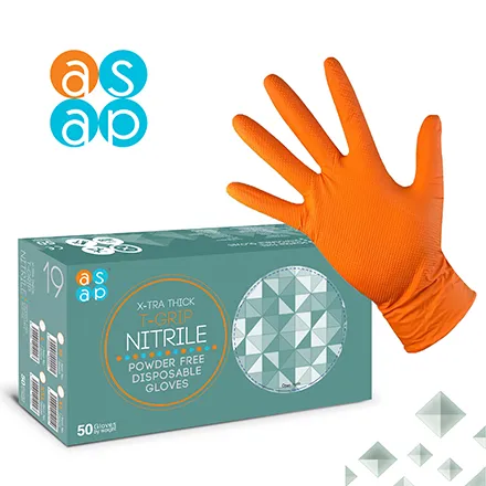 ASAP Orange Nitrile PF Glove T-Grip (Box of 50) Medium