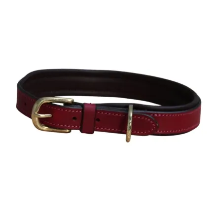 Mackey Padded Leather Dog Collar - Mulberry & Brown Small (17")
