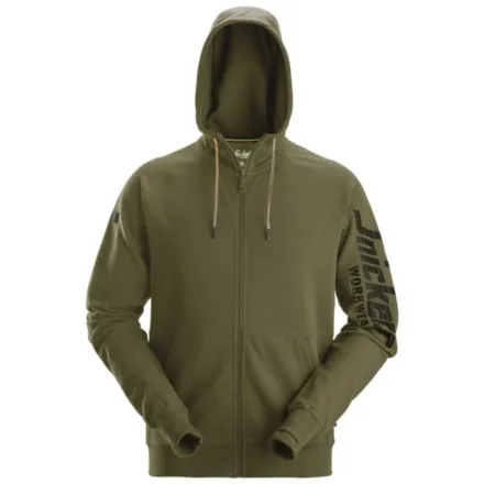Snickers 2895 Logo Full-Zip Hoodie Khaki Green XS
