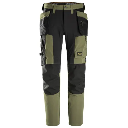 Snickers 6218 AllroundWork Stretch Trousers in Khaki Green/Black 30Wx32L (44)