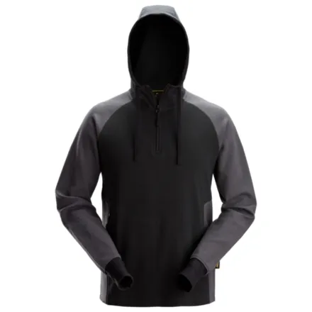 Snickers 2842 Two-Coloured Half-Zip Hoodie Black \ Steel Grey XS