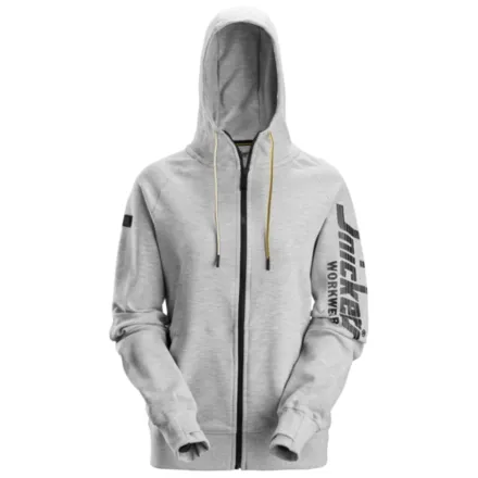 Snickers 2877 Women's Logo Full-Zip Hoodie Grey Melange XS