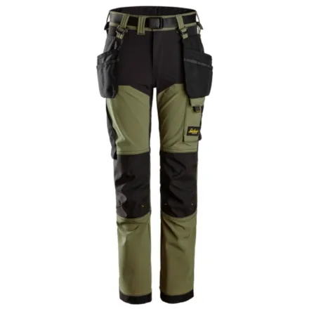 Snickers 7575 AllroundWork Junior 4-way Stretch Trousers Khaki Green / Black 2 - 3 Years (98)