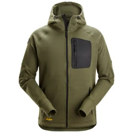 Snickers 8041 Fleece Hoodie Khaki Green \ Black XS