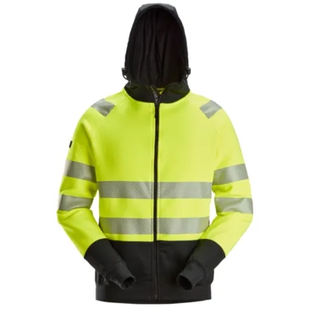 Snickers Class 2 Full Zip Hoodie High Vis Yellow \ Black XS