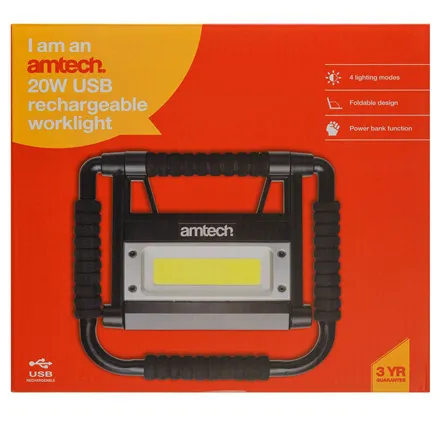 Amtech Rechargeable 20W USB Cob Worklight