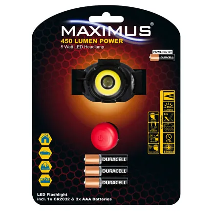 Maximus LED Headlamp 5w + 3w 450lm