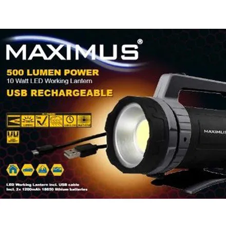 Maximus LED 10w Battery Work Lamp 500 Lumen