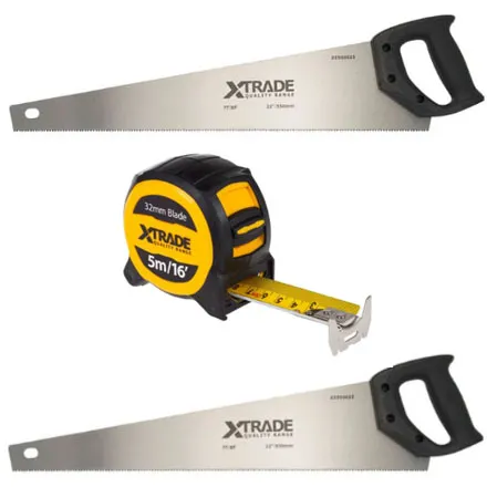 XTrade Pro 2pc Handsaw and 5M Tape Measure Set