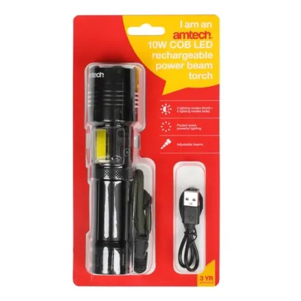 10W COB LED Rechargeable Power Beam Torch