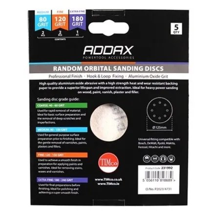 TIMCO Random Orbital Sanding Discs 5 Pack