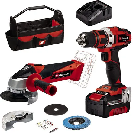 Einhell Power X-Change 18V Cordless Drill Driver & Angle Grinder Kit