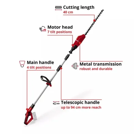 Einhell 18V 45cm Cordless Telescopic Hedge Trimmer